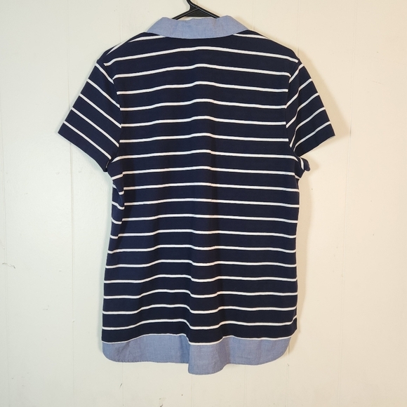 Tommy Hilfiger Blue Striped Layered Polo Size XL Anchor - Picture 3 of 16